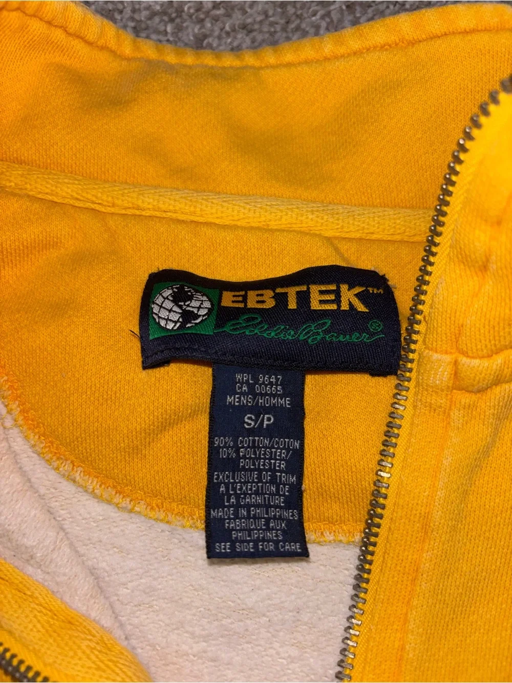 Eddie Bauer Yellow Half-Zip Sweatshirt with White Chest Panel